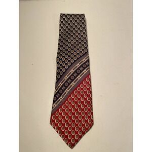 COURCHEVEL Silk Necktie Accessory Black Geometric Red Multiple Pattern